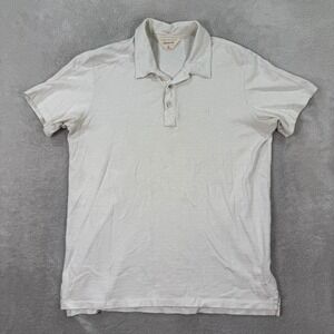 Rag Bone Mens Large Linen Cotton Blend Polo Shirt Short‎ Sleeve White Casual EUC
